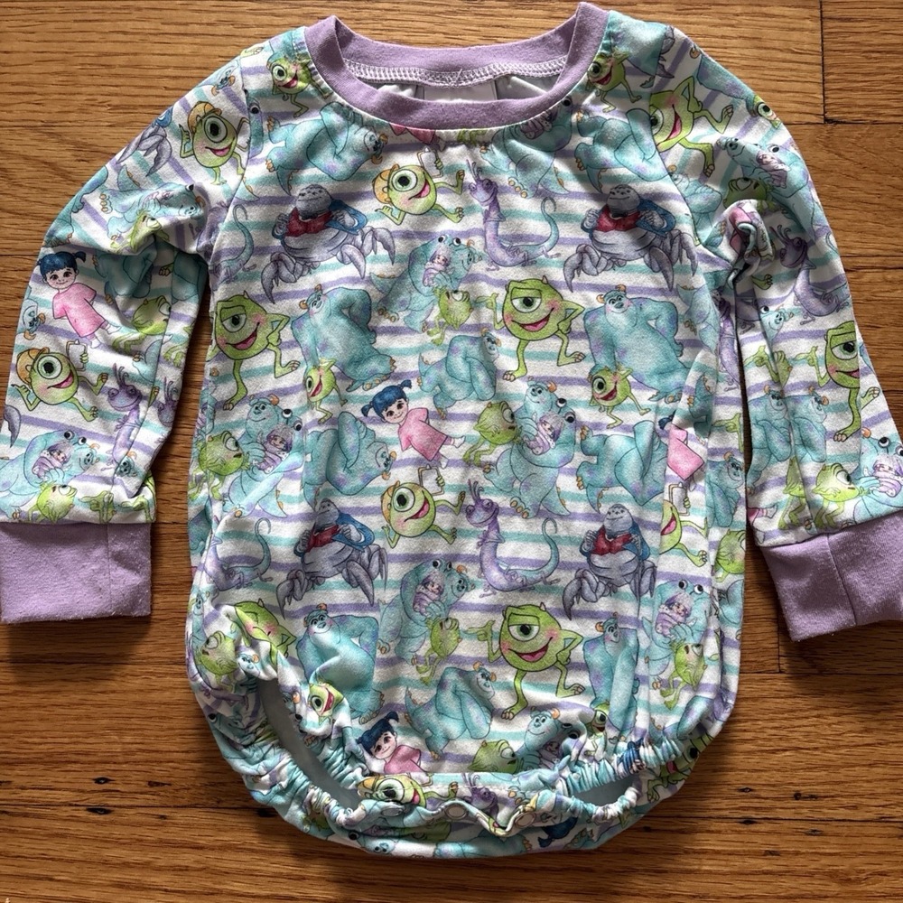 Kids Little Snuggles Disney's Monsters Inc. Long Sleeve Romper  Size 6-12 M